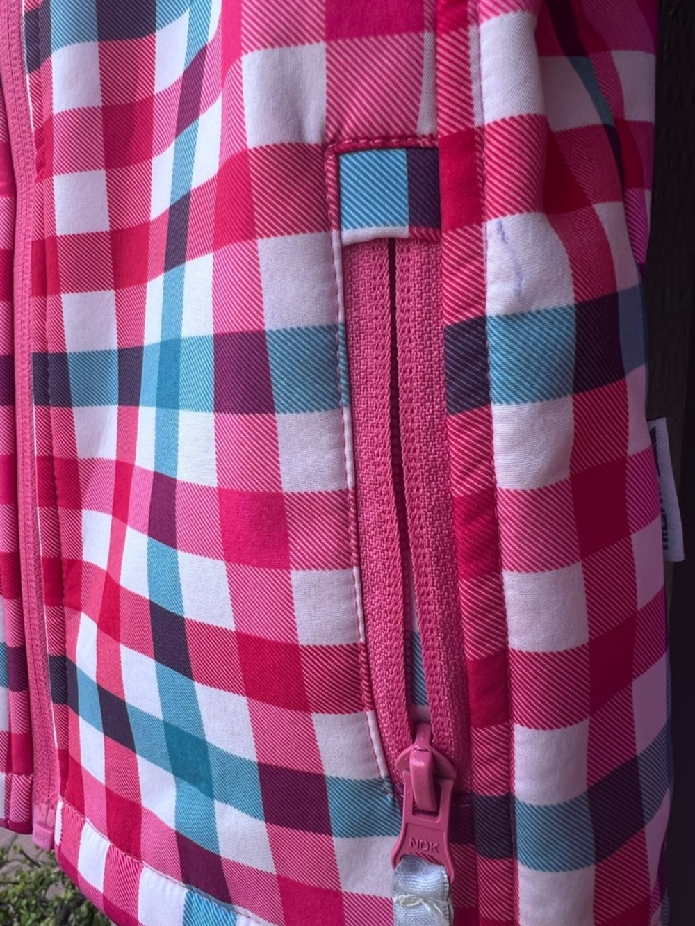 Trespass Pink, Blue & White Plaid Zip Jacket with Hood & Pockets - Picture 11 of 16